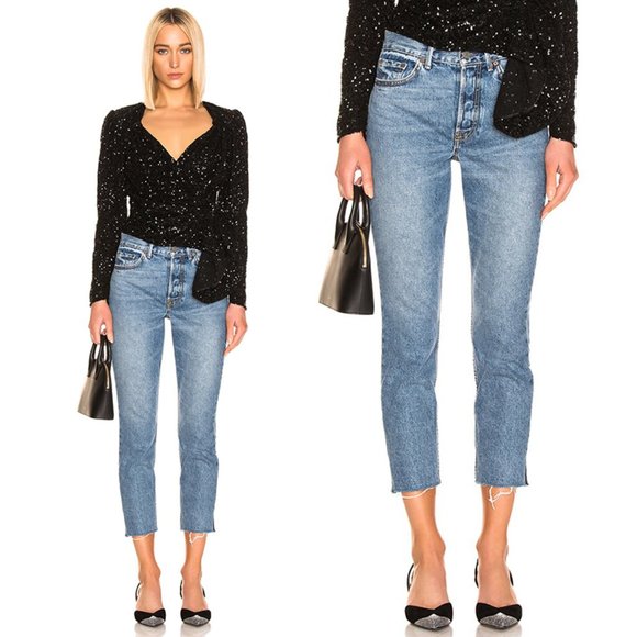 GRLFRND Denim - GRLFRND Karolina High Rise Jeans Rigid Denim Straight Leg Button Fly Your Loss